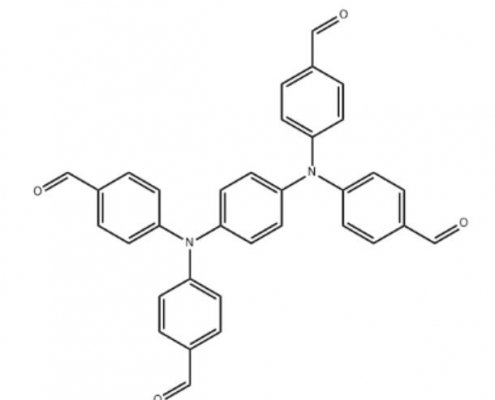 4,4',4'',4'''-(1,4-亚苯基双(氮杂三基))四苯甲醛 CAS 854938-59-3-结构式